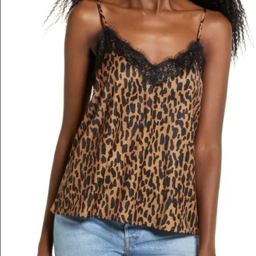 Bp, brown and black leopard print lace cami top